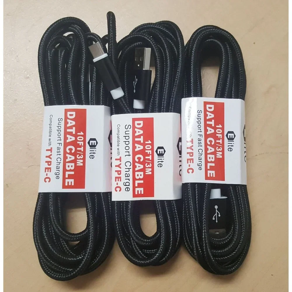 3 Pack 10ft Type C Charging Cable for Samsung and Android phones with C port